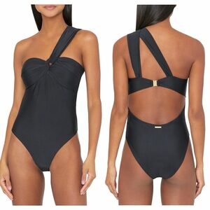 Milly Betsy Twisted Bandeau Removable Straps Women’s One-Piece Black Swimsuit